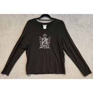 Disney Shirt Womens XL Long Sleeve Mickey Mouse Rhinestone Walt Disney World